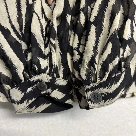 Veronica Beard Ashlynn Silk Blouse Sheer 2 Black and Bone Button Down - Picture 14 of 16